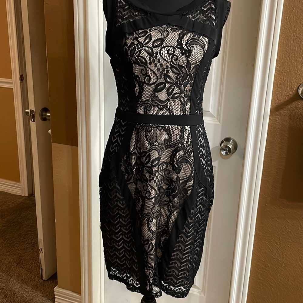 Black and Nude Lace Dress